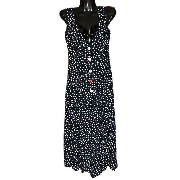 Tatyana Pants - Tatyana Bettie Paige Polka Dot Wide Leg Jumpsuit Black ,White & Red Sz XS